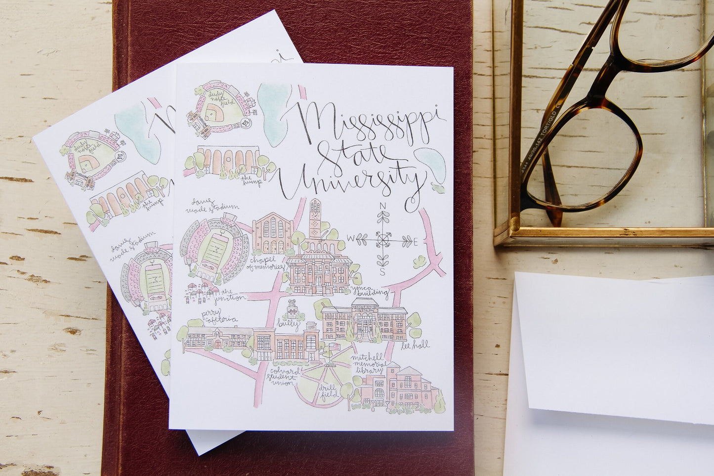 Mississippi State University Map Note Cards Set