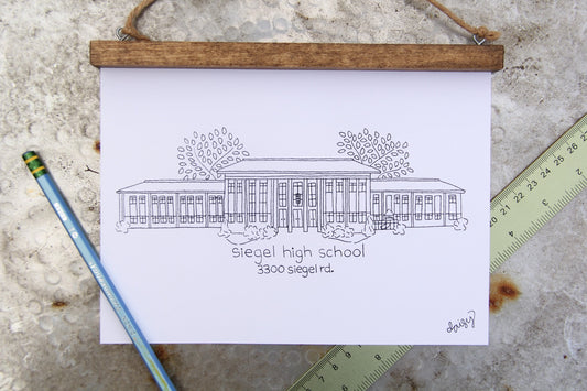 Siegel High School Murfreesboro, TN Art Hanging Print - Graduation Gift - Teacher Gift - School Drawing