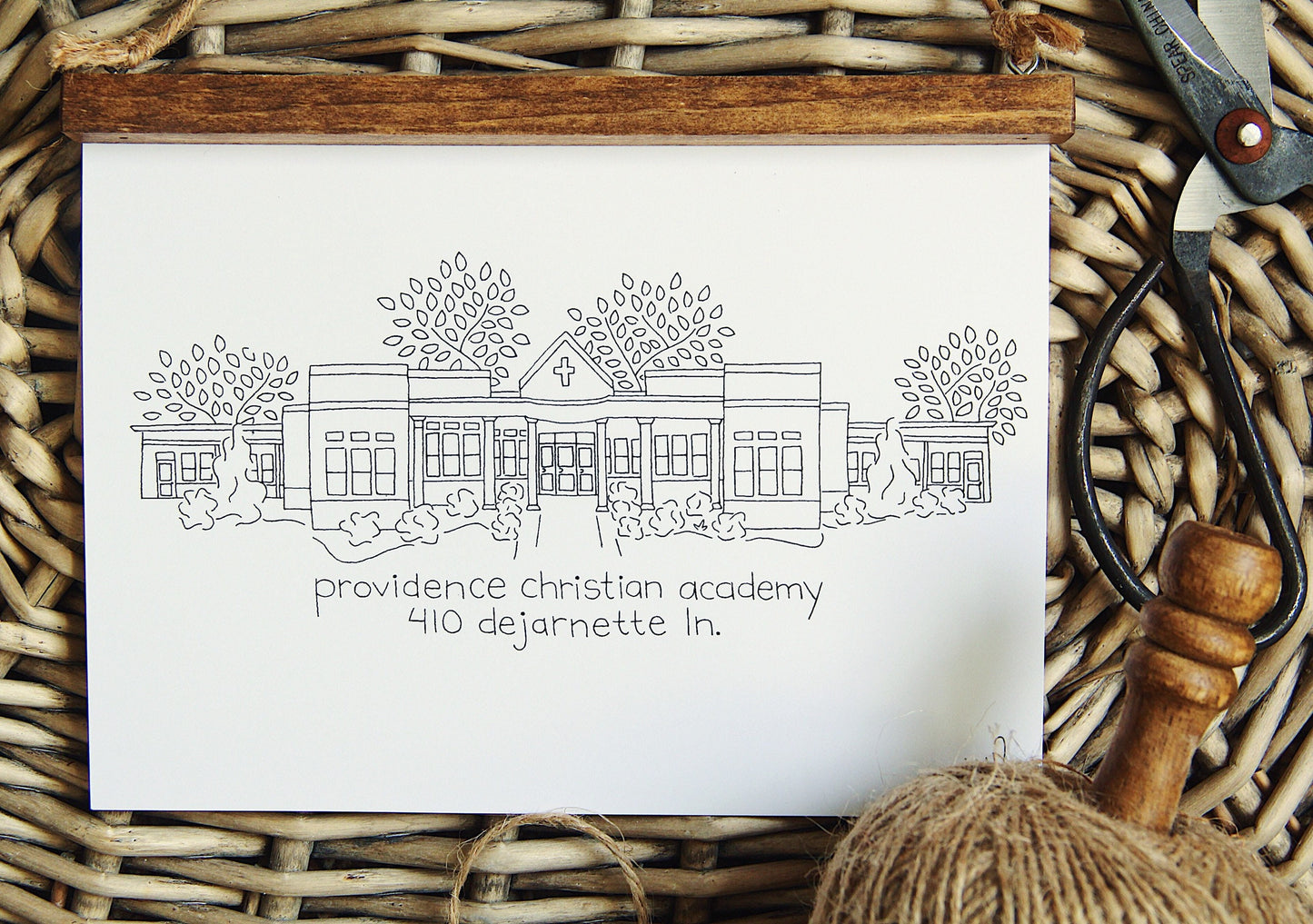 Providence Christian Academy Murfreesboro, TN Art Hanging Print - PCA - Graduation Gift - Teacher Gift - School Drawing