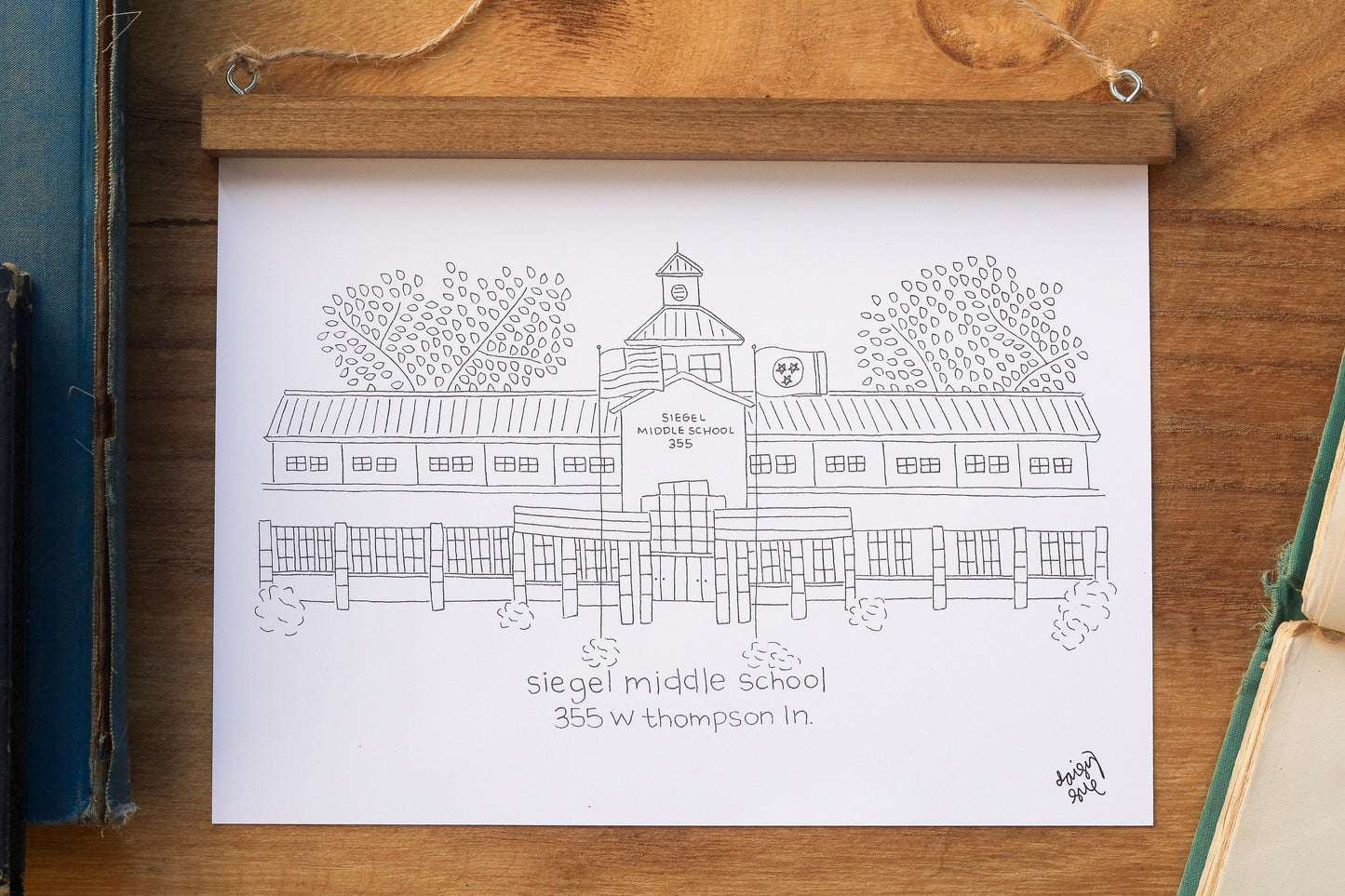 Siegel Middle School Murfreesboro, TN Art Hanging Print - Graduation Gift - Teacher Gift - School Drawing