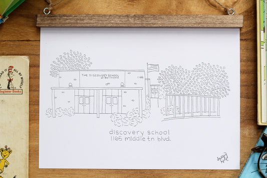 Discovery School Murfreesboro, TN Art Hanging Print - Graduation Gift - Teacher Gift - School Drawing