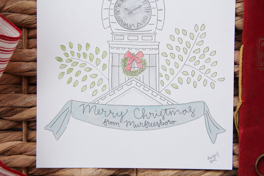 Merry Christmas from Murfreesboro Watercolor Print